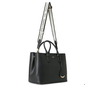 LAUREN RALPH LAUREN MARCY PEBBLED LEATHER LARGE SATCHEL HANDBAG